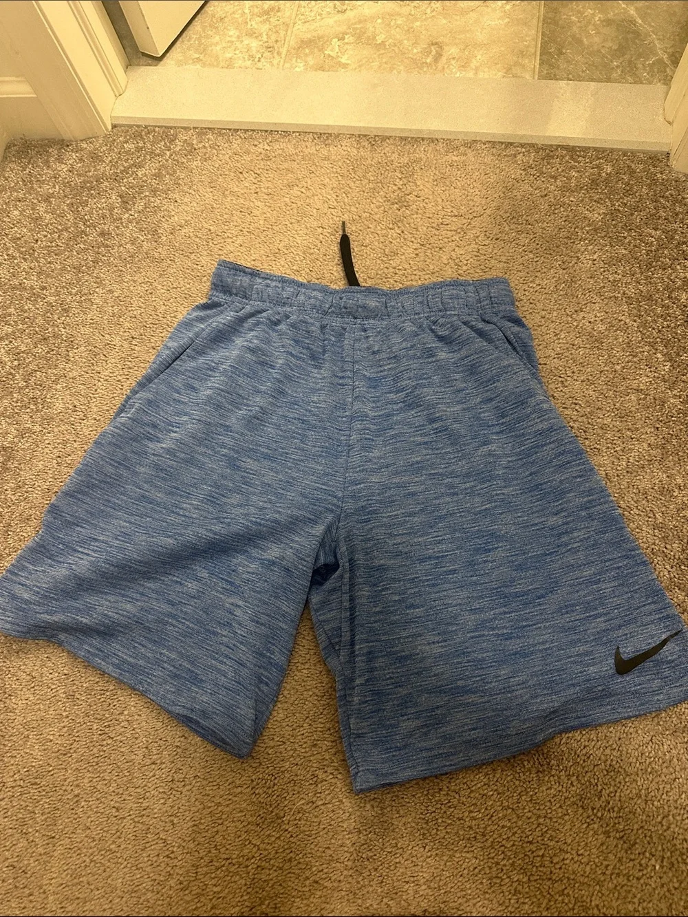 Nike Men’s Heather Blue Athletic Shorts with Black Swoosh - Picture 1 of 2